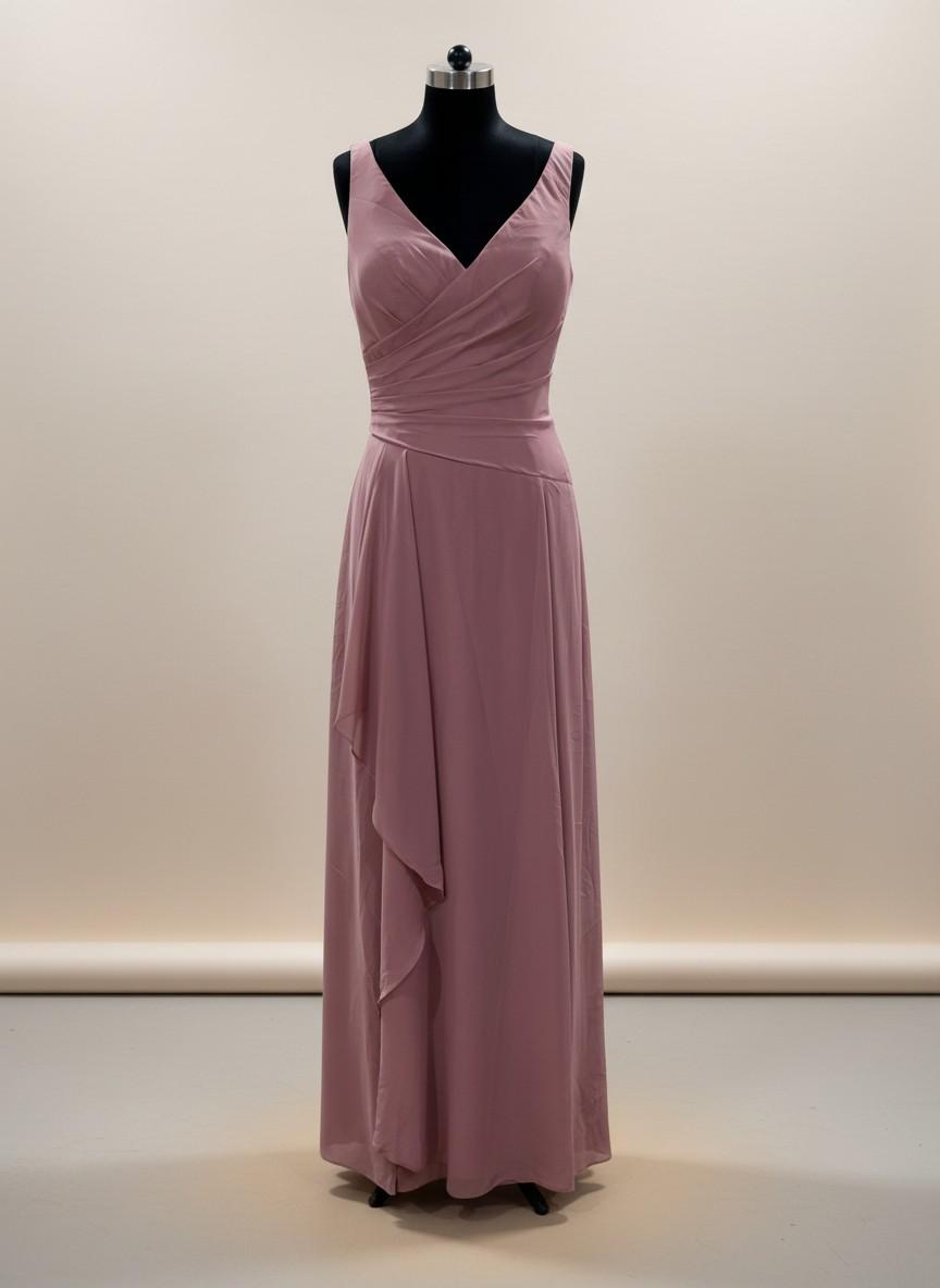 Dusty Rose Wrap Slit Gown