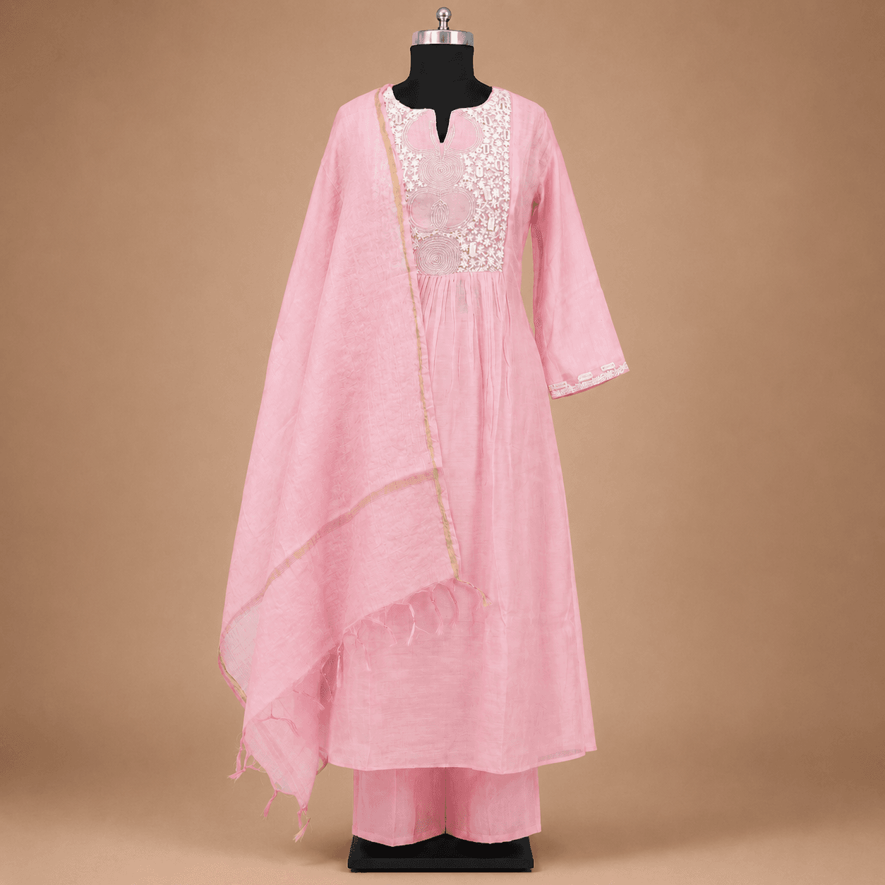 Baby Pink Embroidery Kurti Set