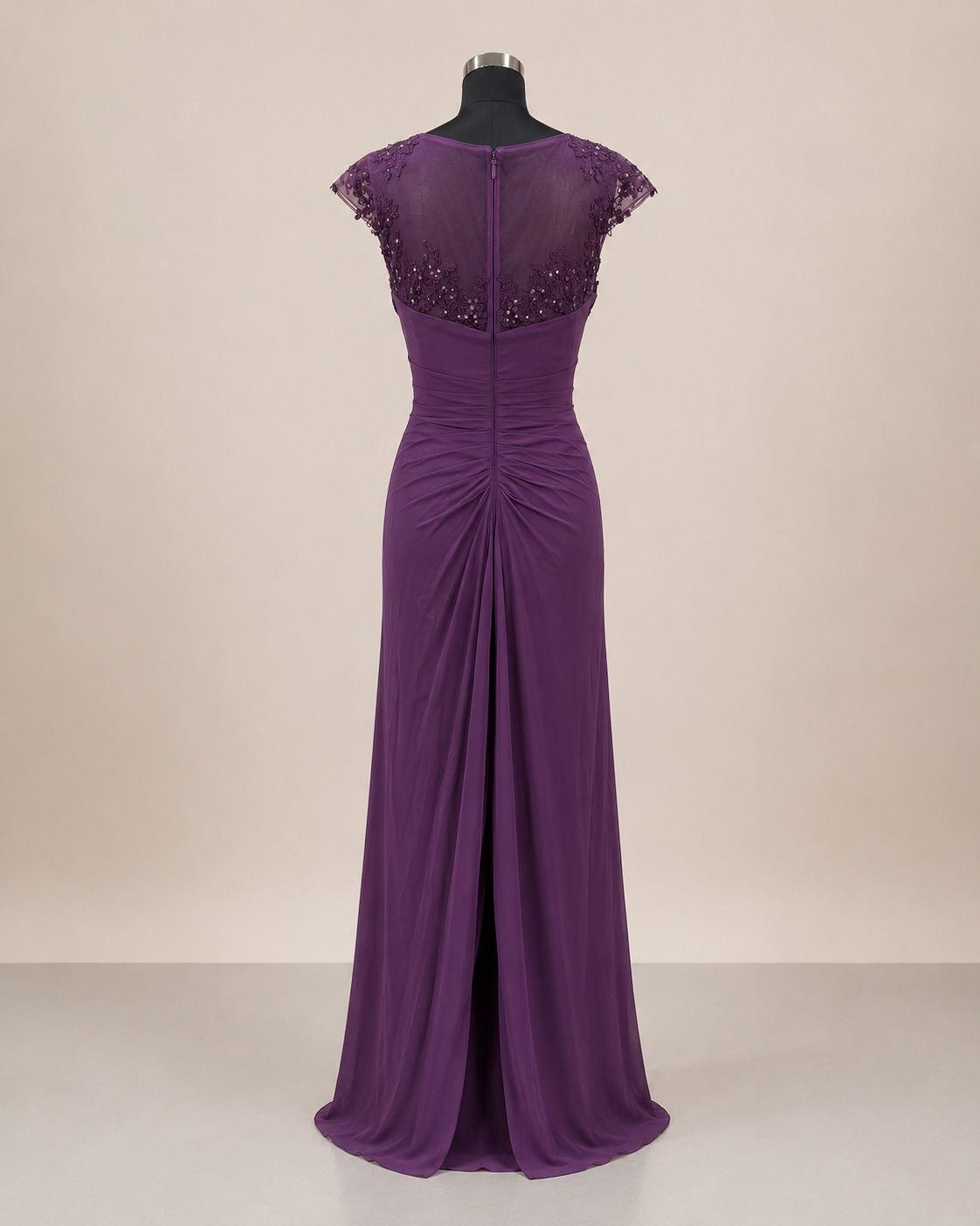 Purple Embroidery Bodice Gown