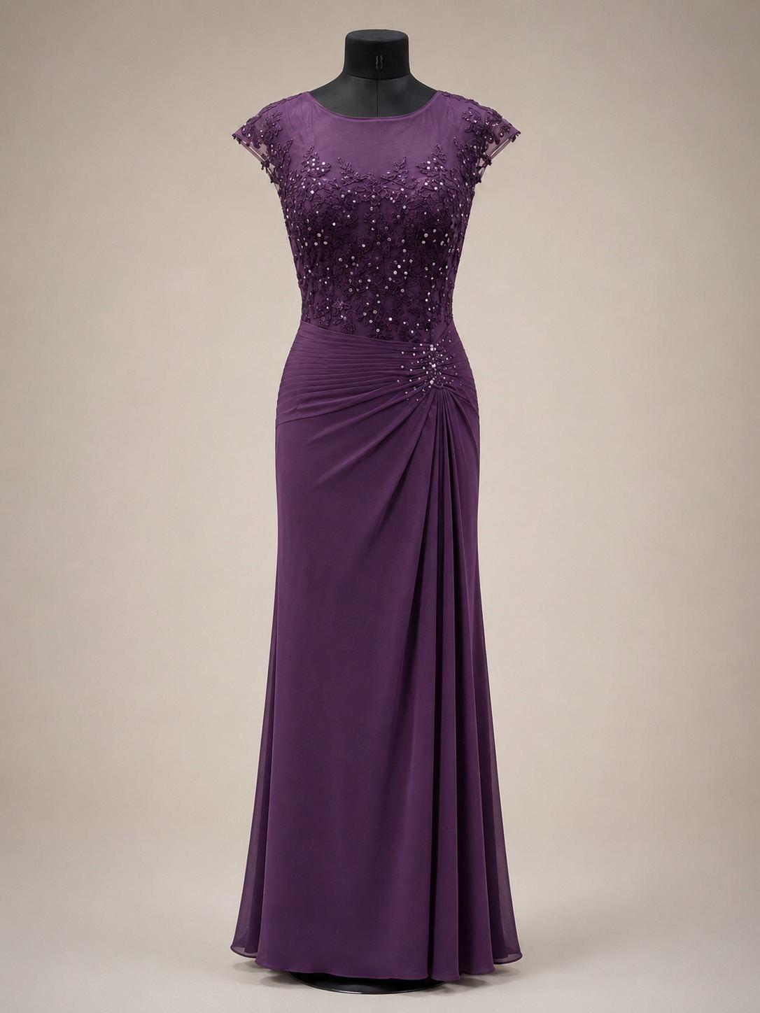 Purple Embroidery Bodice Gown