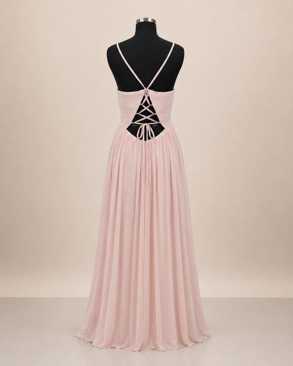 Soft pink V-Neck Gown