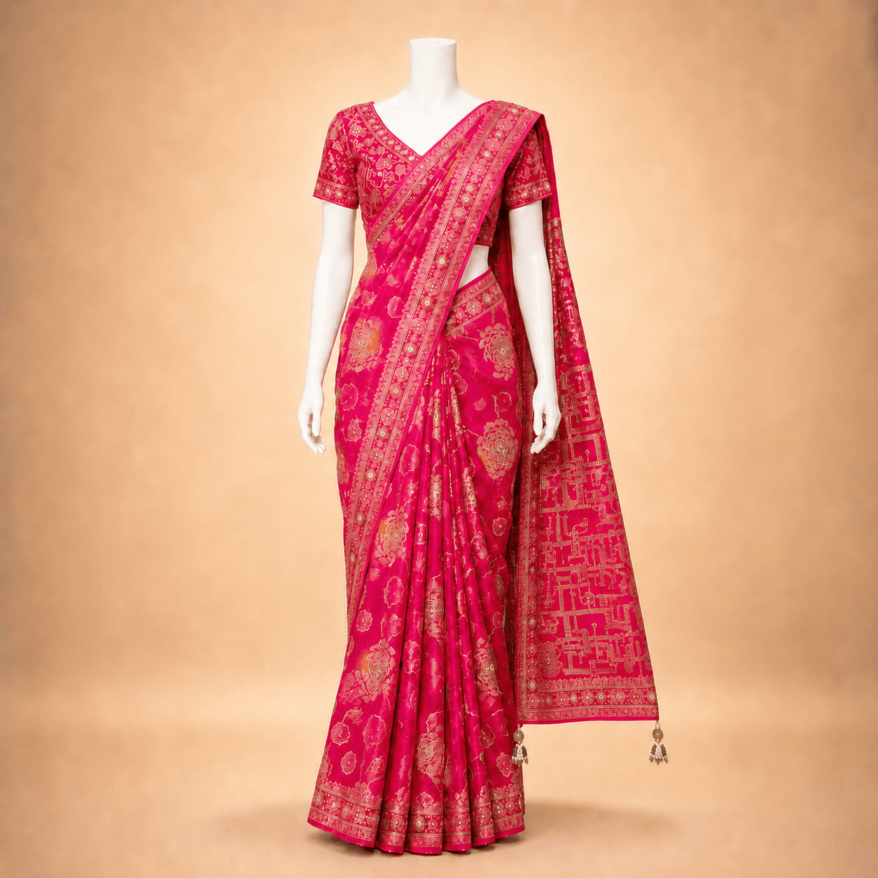 Pink Gold Traditional Designer Saree