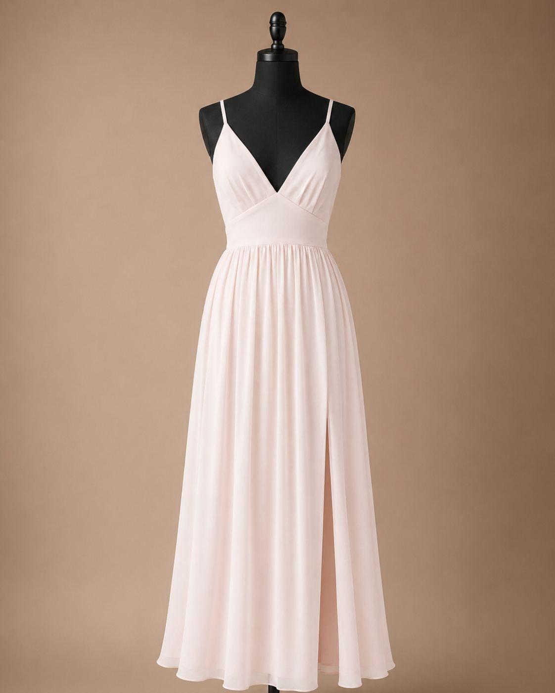 Soft pink V-Neck Gown