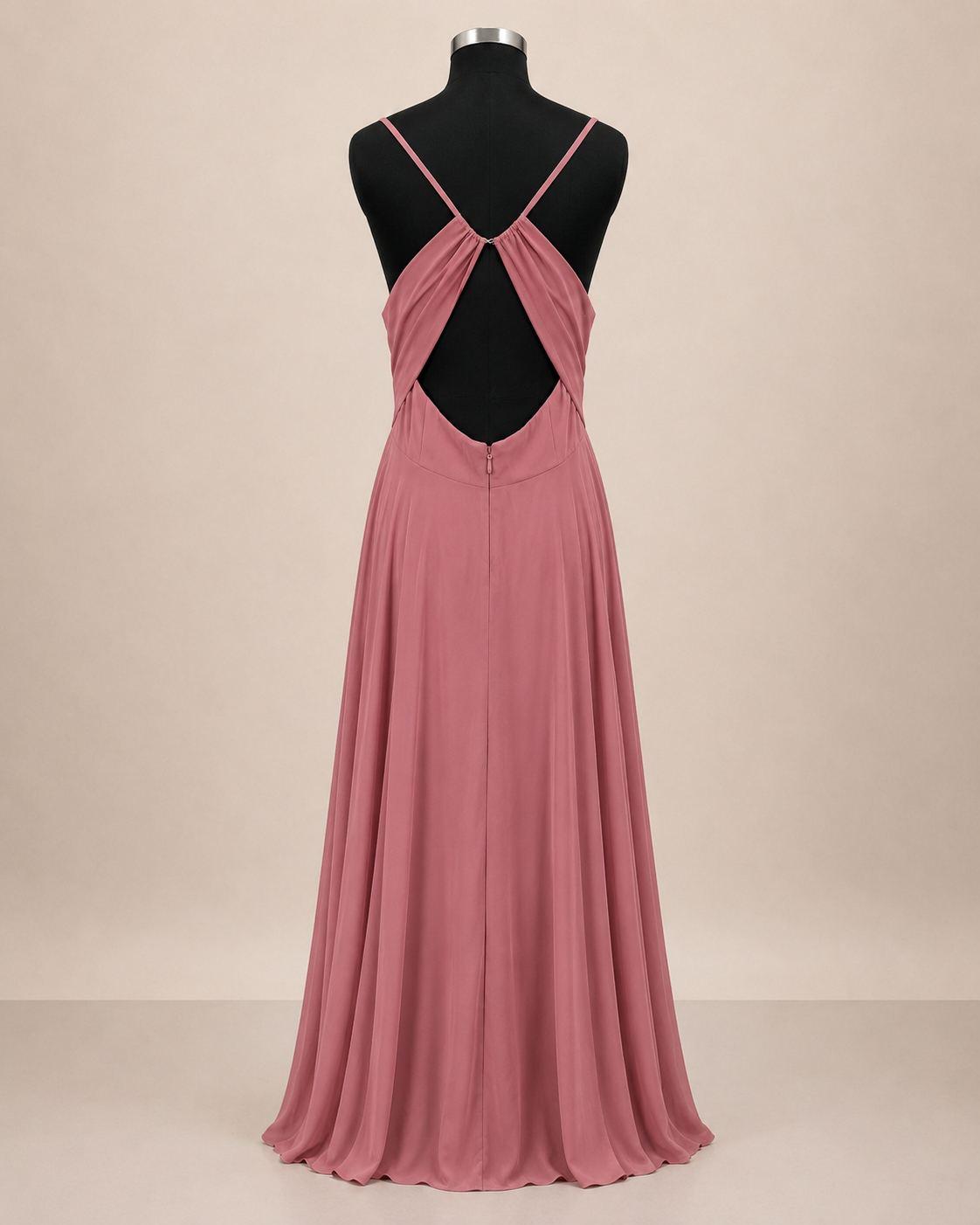 Rose Pink V-Neck Gown