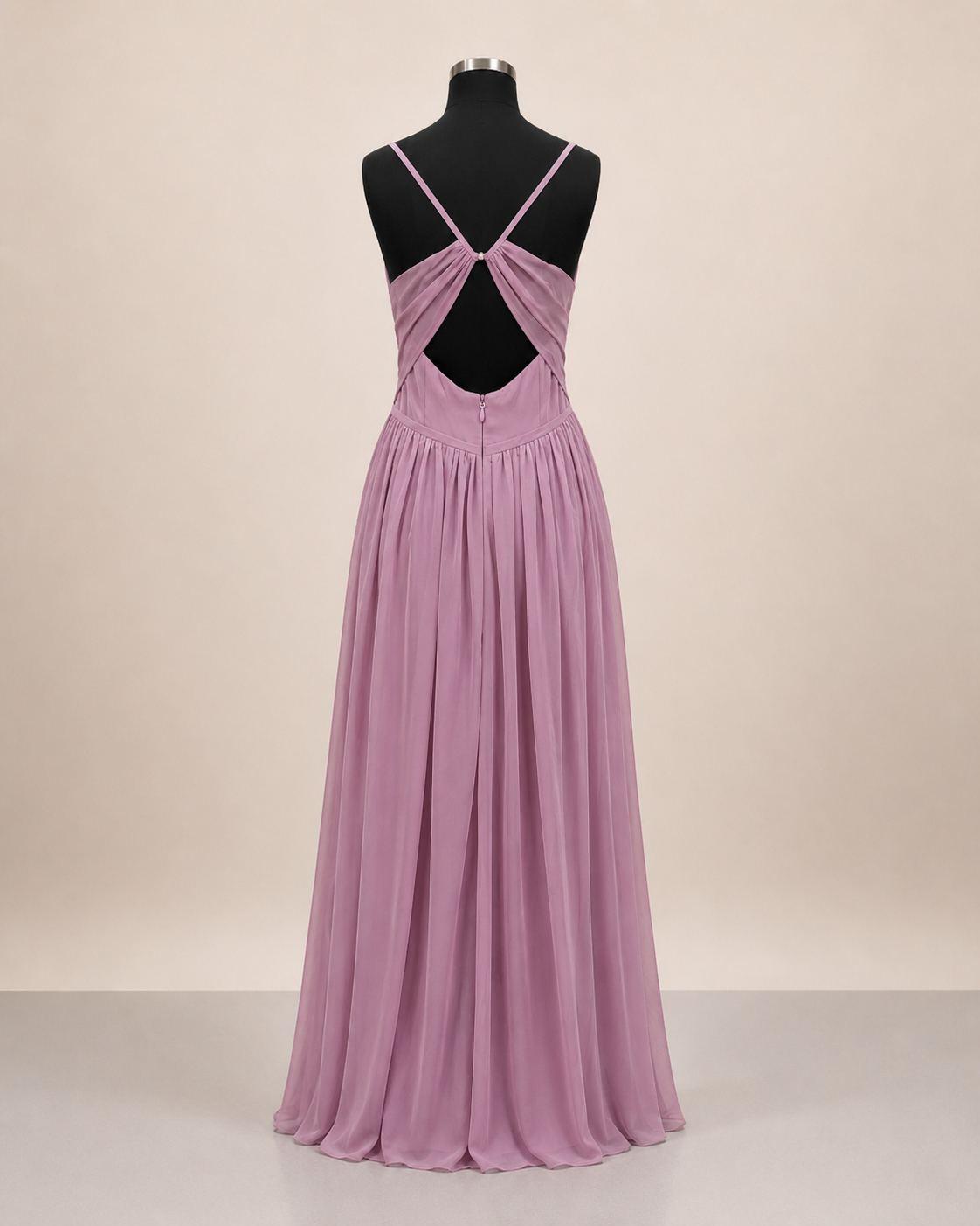 Lilac Pleated Evening Gown