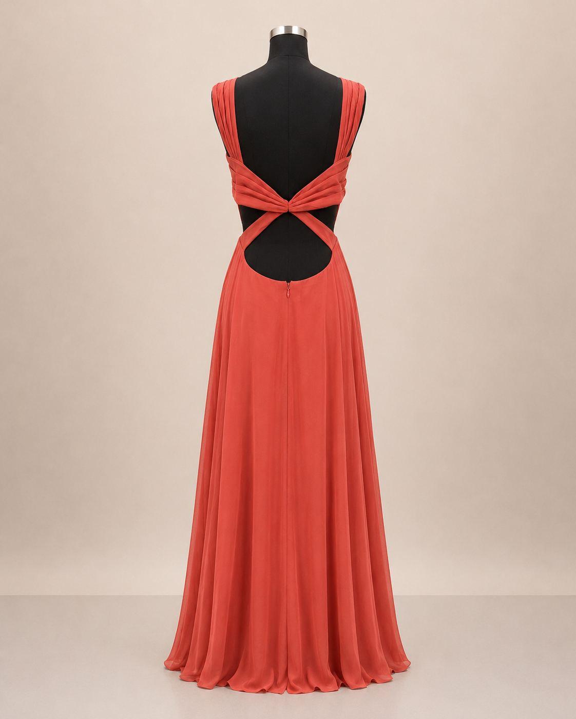 Rust Orange Wrap Gown