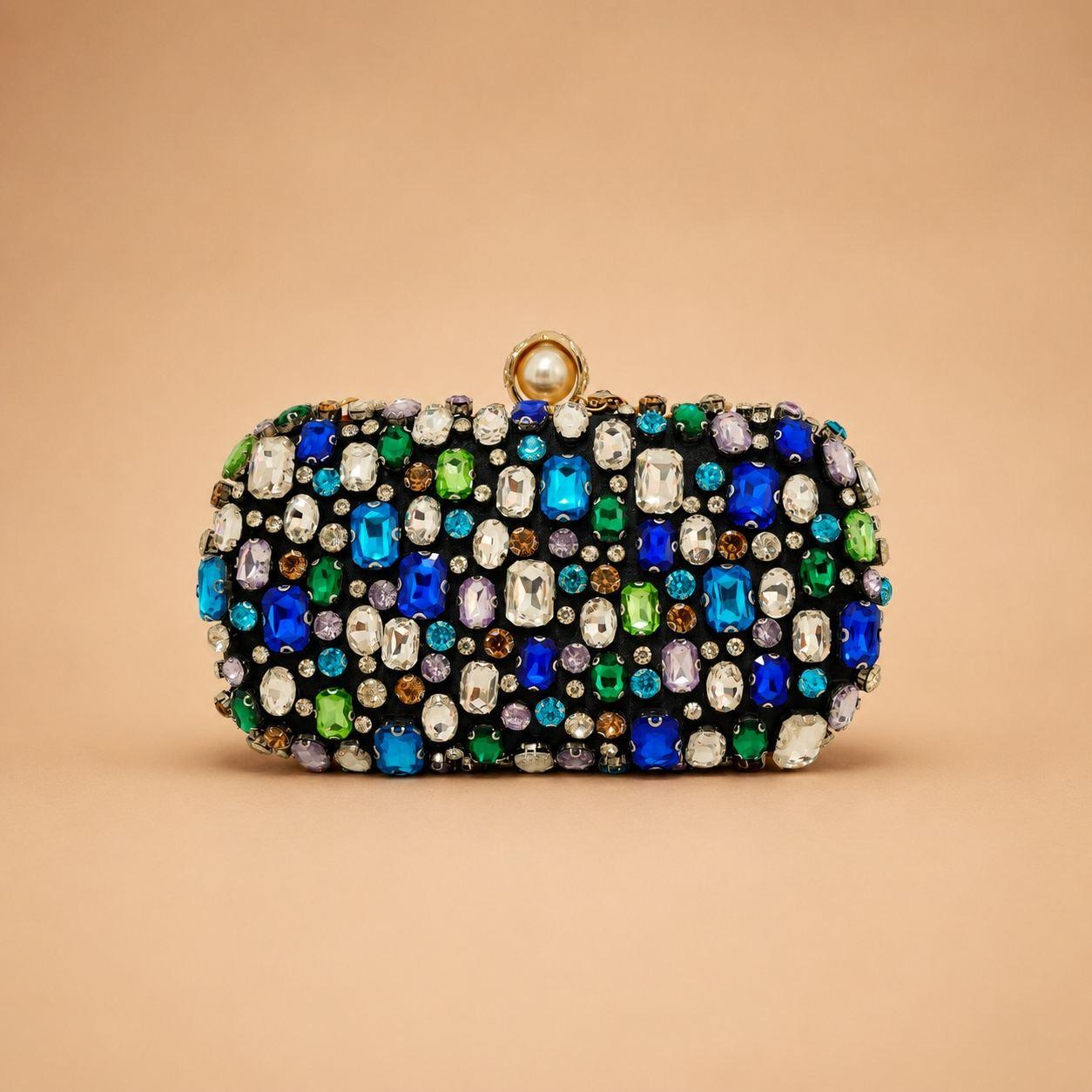 Etoile Multicolor Beaded Party Clutch