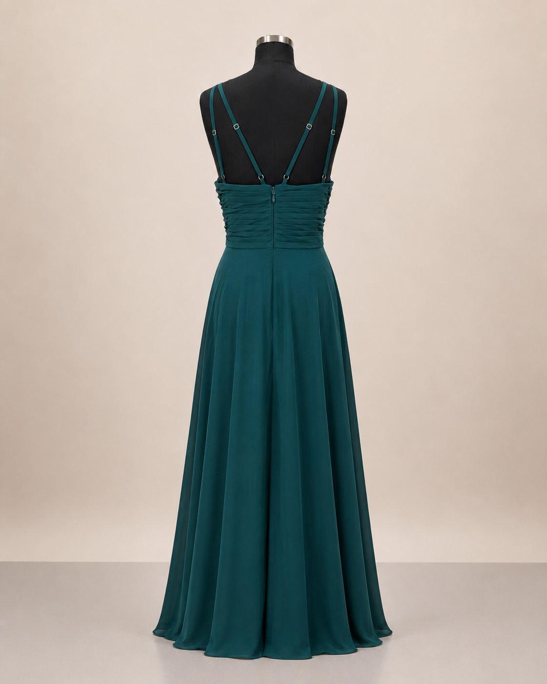 Teal Halter Evening Gown