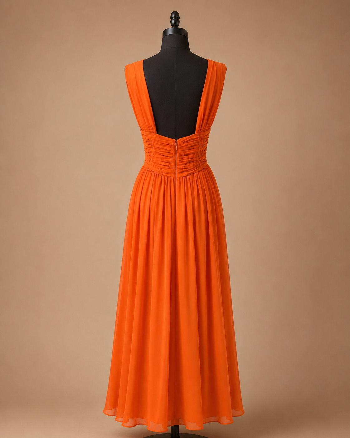 Rust Orange Halter Gown