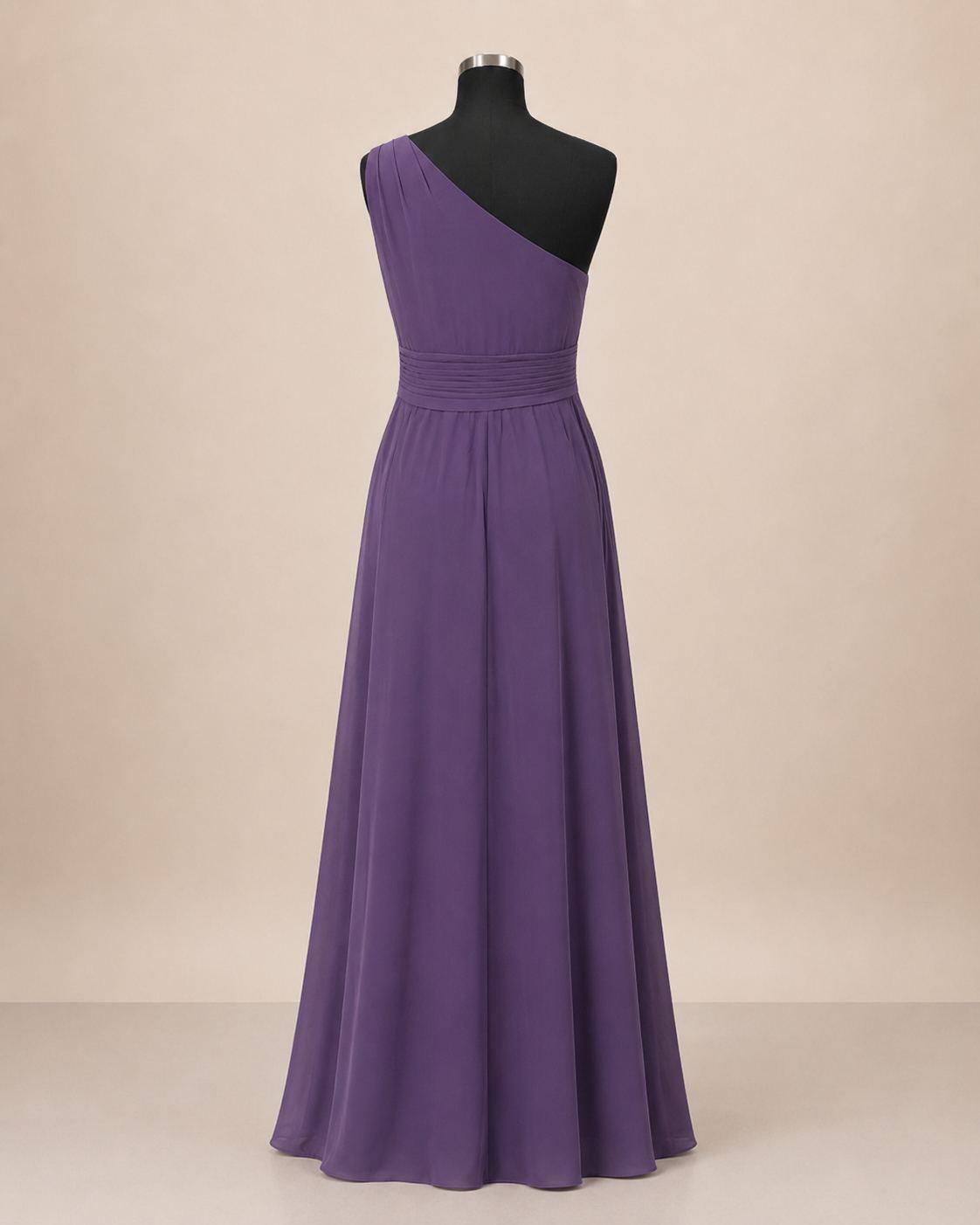 Deep Purple One Shoulder Gown
