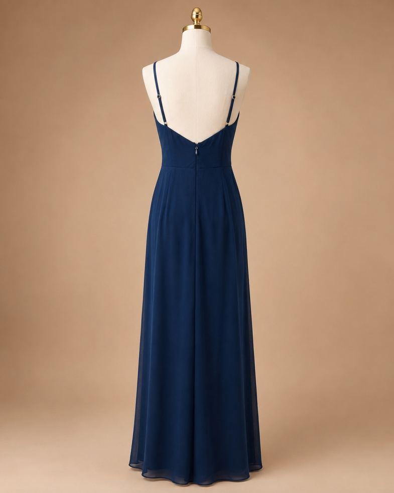 Navy Blue Strapless Gown