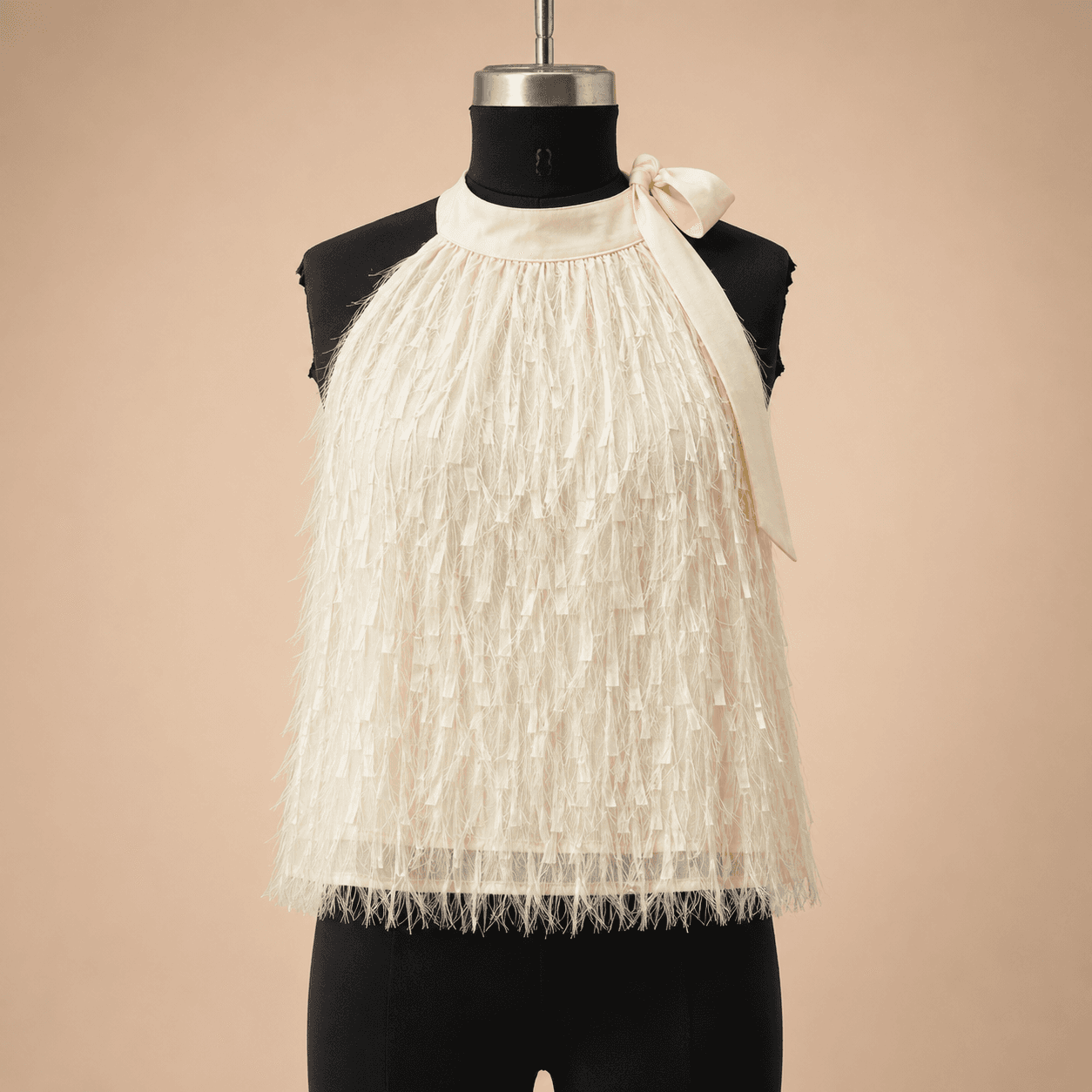 Ivory Fringe Halter Top