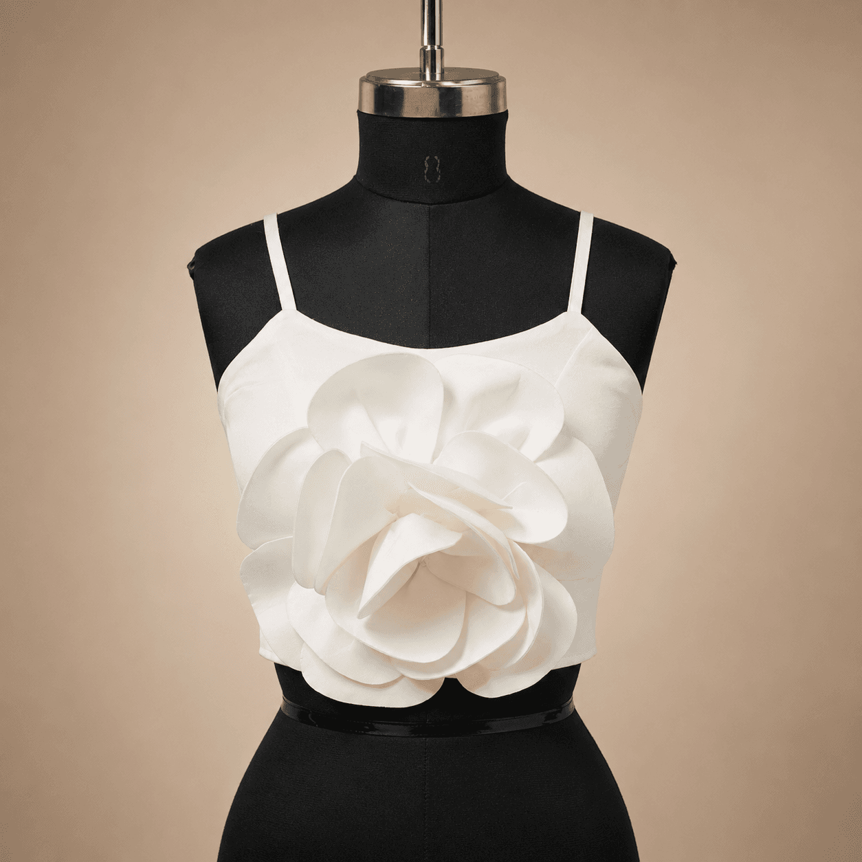 White 3D Flower Cami Top