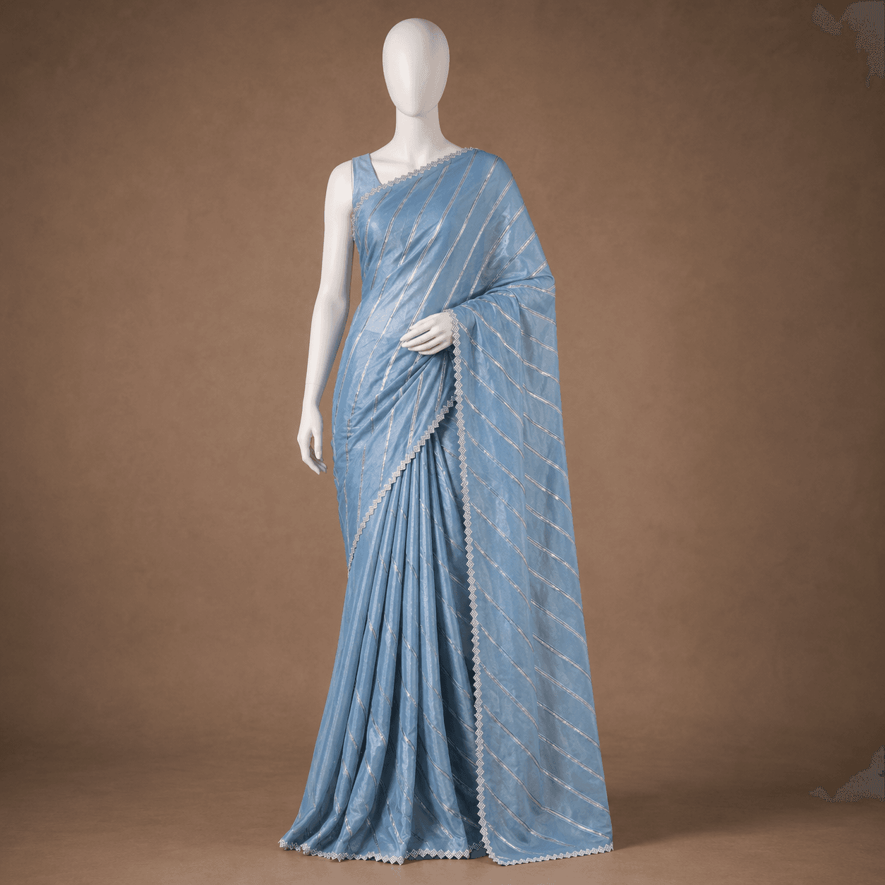 Sky Blue Textured Daily Ease Saree