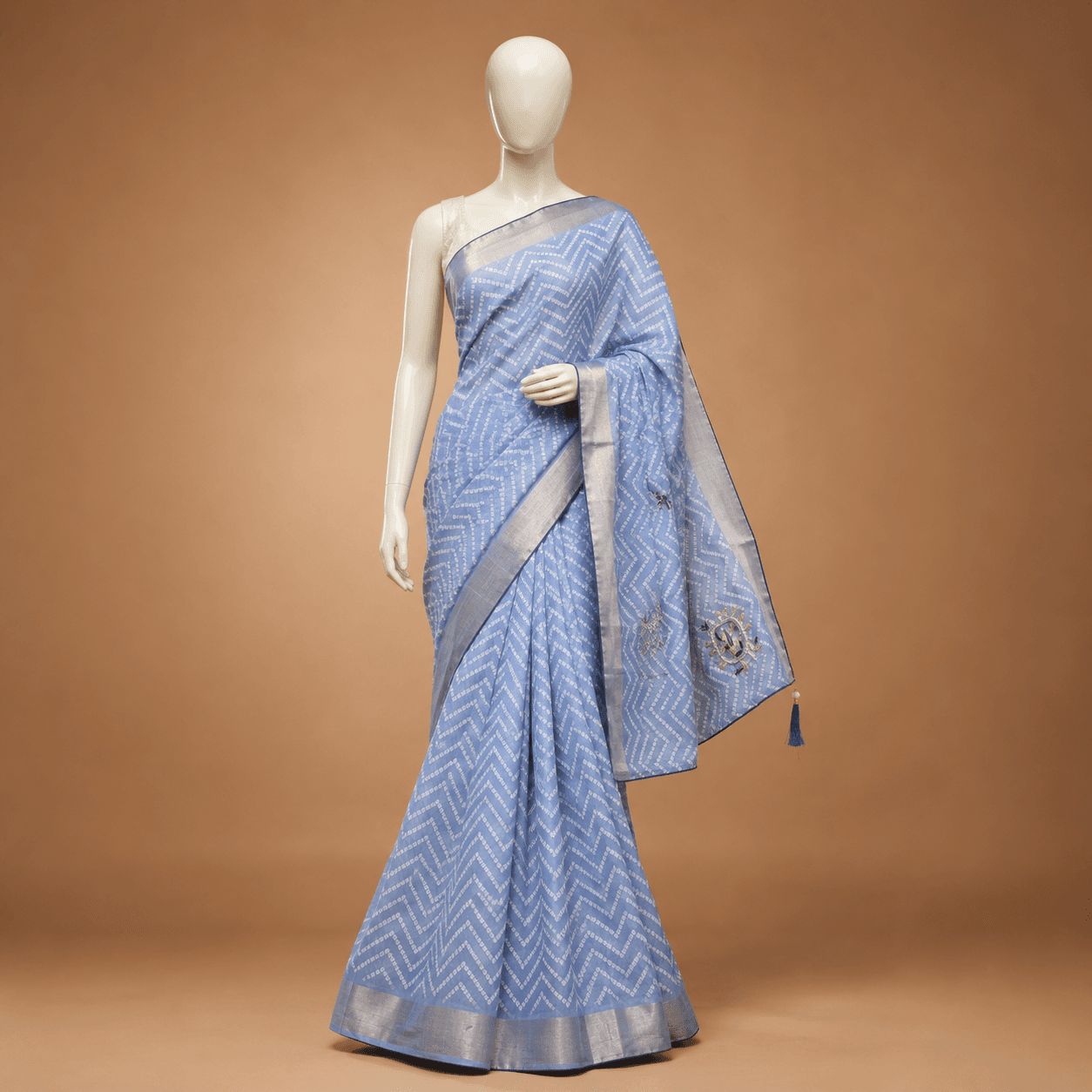 Powder Blue Printed Daily Ease Saree