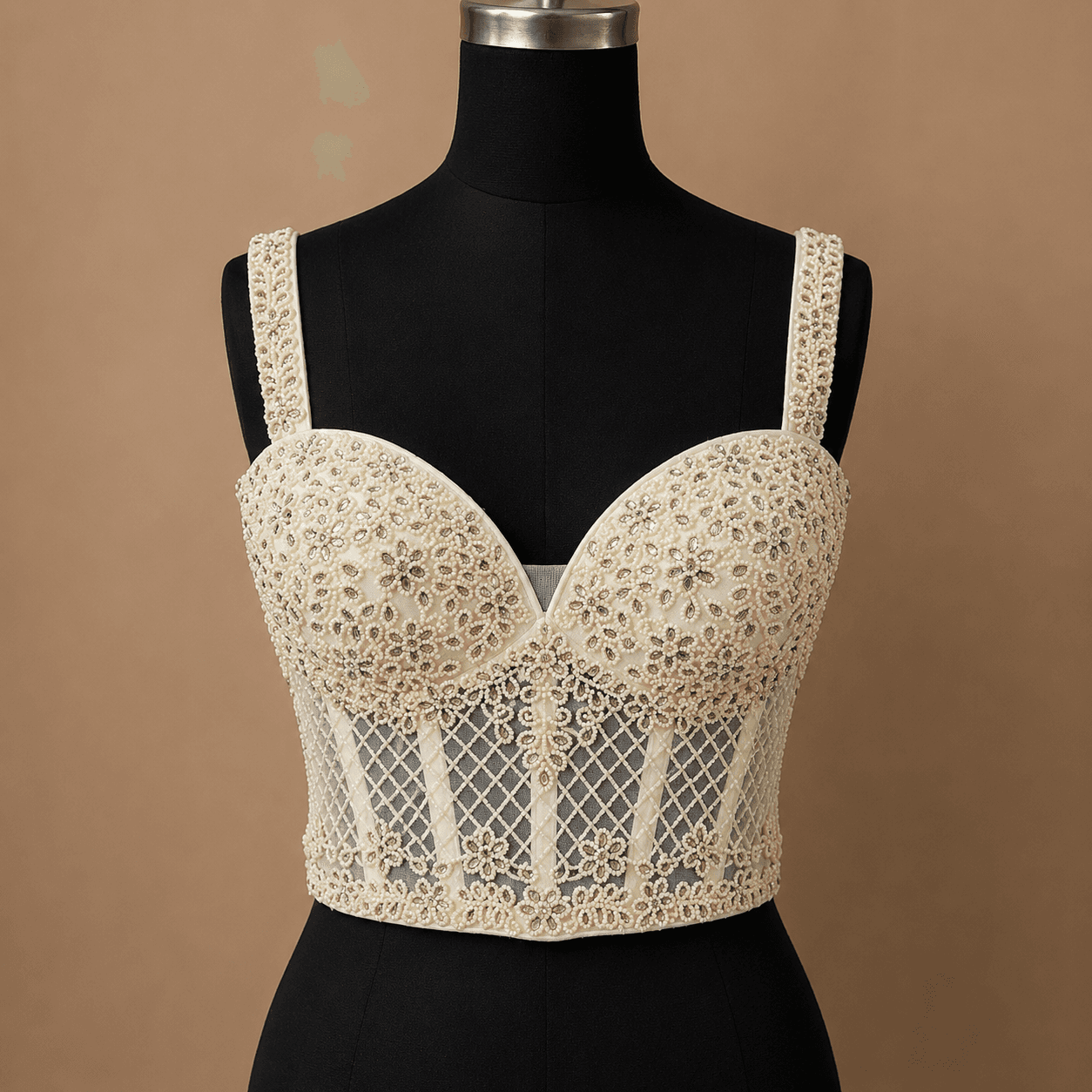 Ivory Cutwork Corset Designer Blouse