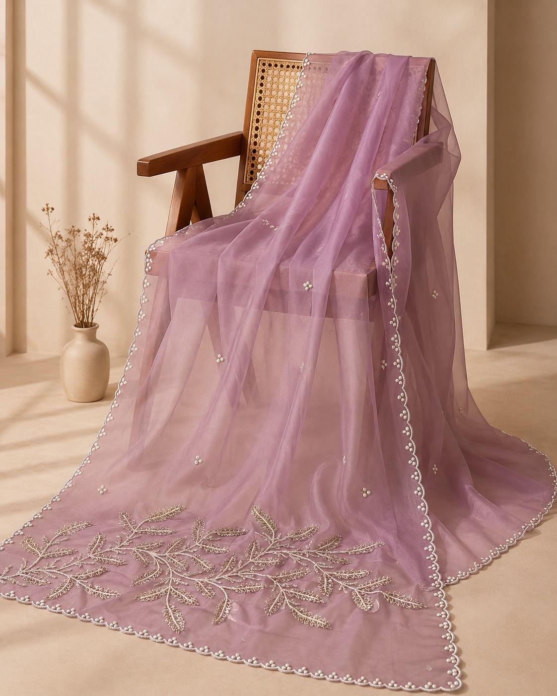 Lavender Sequin Embroidered Designer Saree