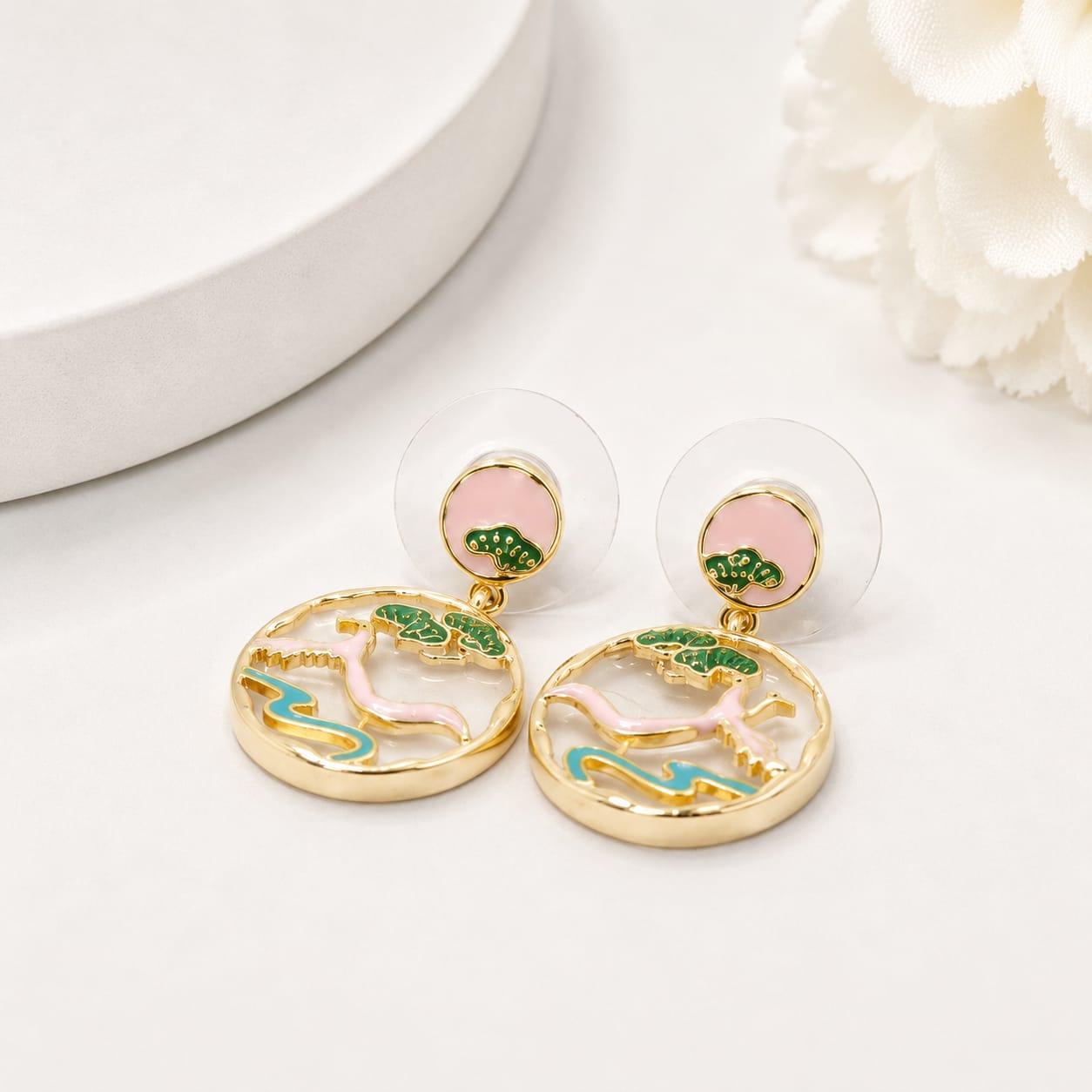 Pastel Oval Artistic Stud Earrings