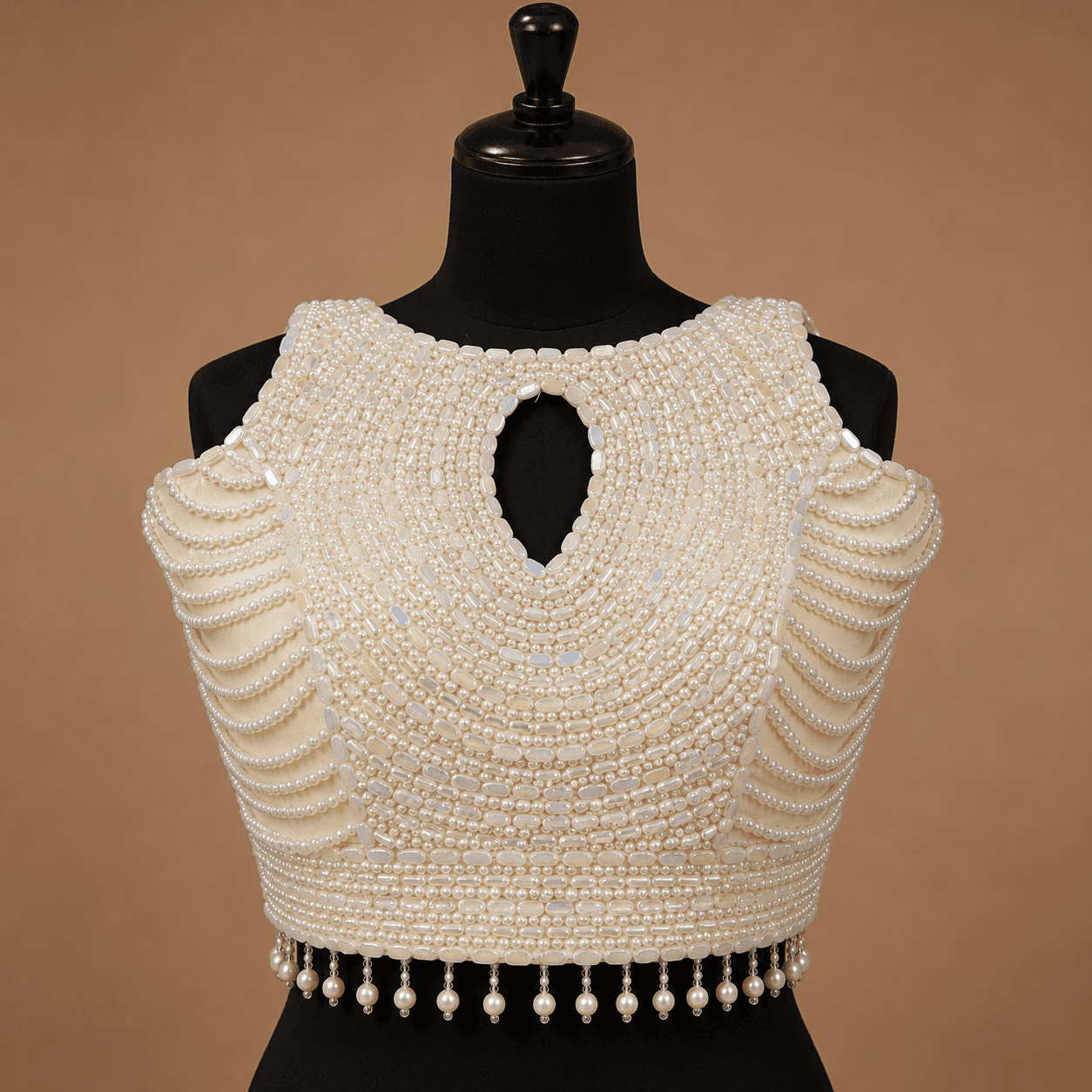 Ivory Pearl Keyhole Designer Blouse
