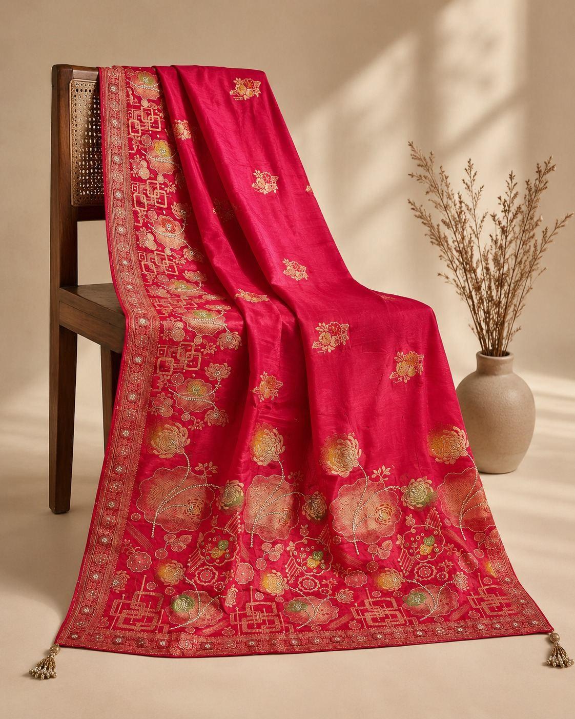 Pink Gold Traditional Designer Saree