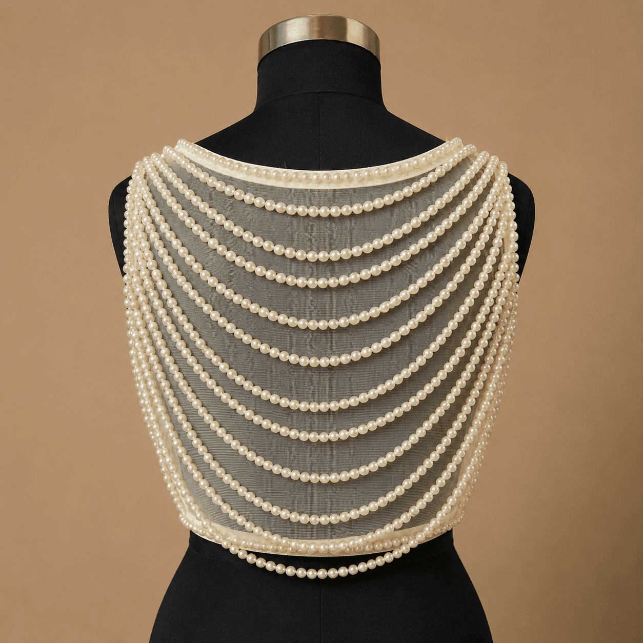 Ivory Pearl V-Neck Sleeveless Designer Blouse