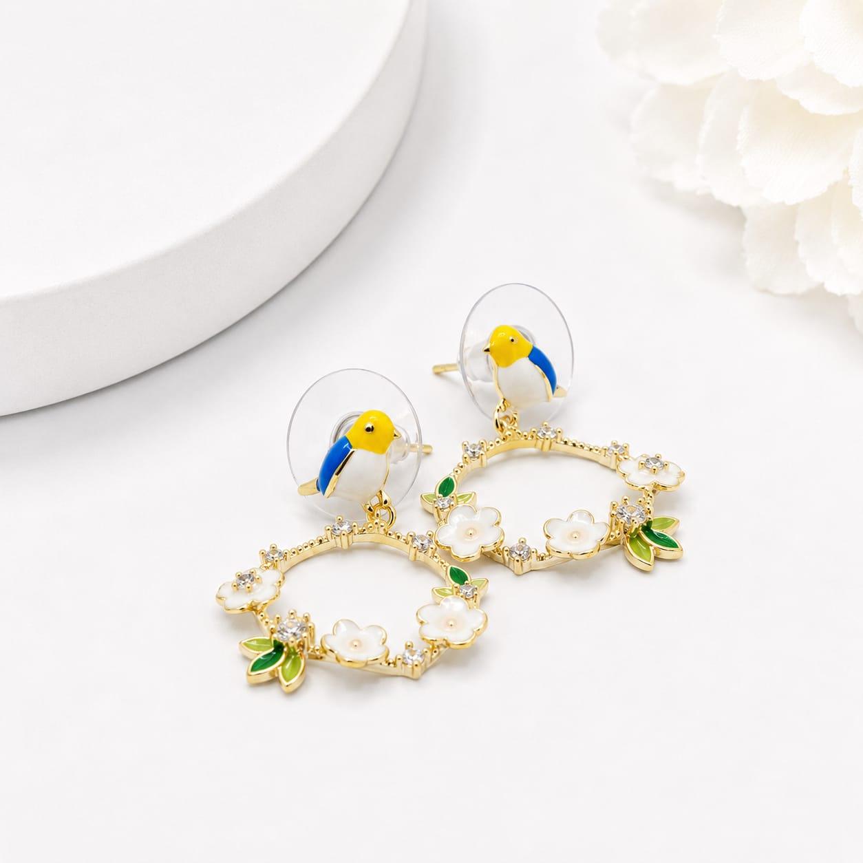 White Swan Drop Earrings