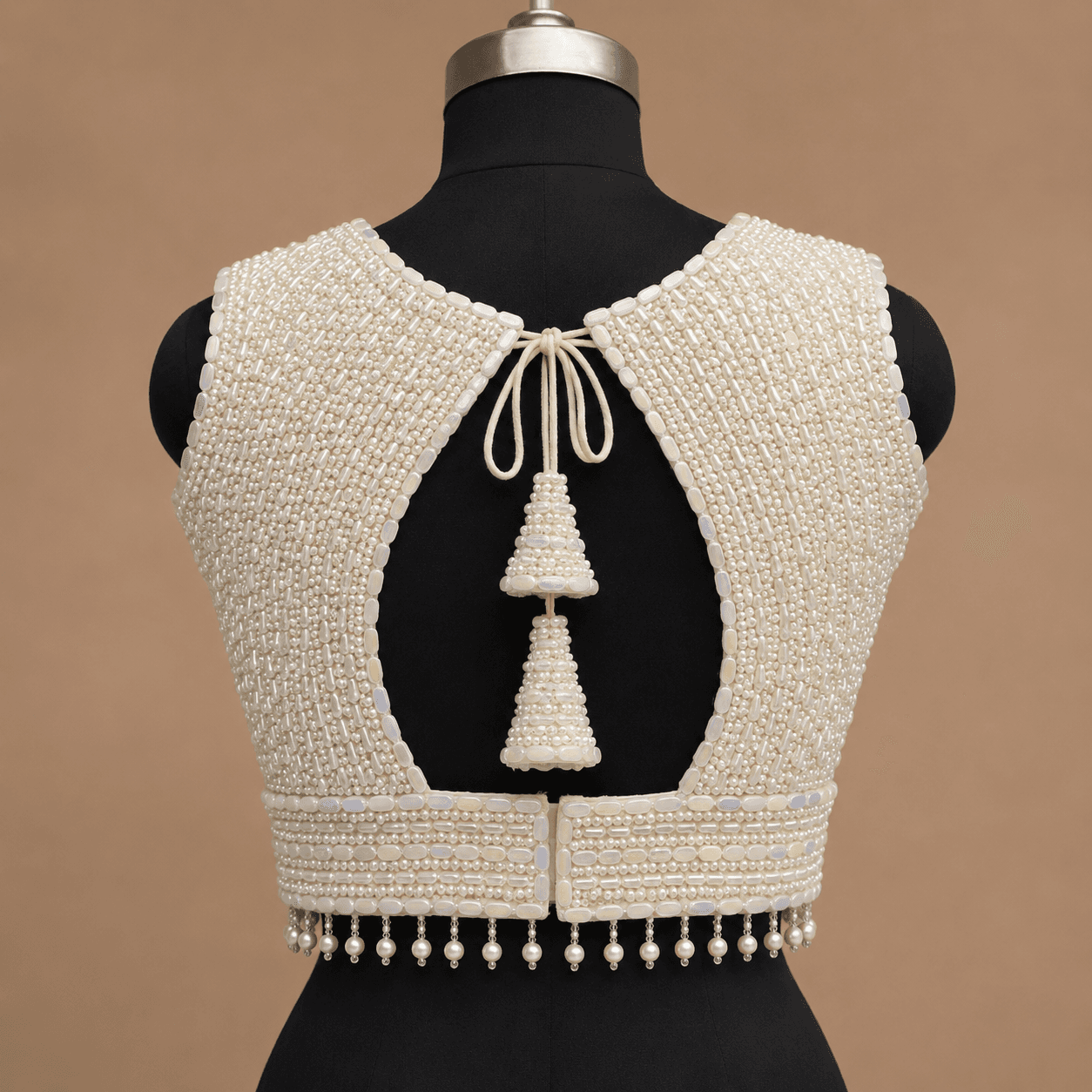 Ivory Pearl Keyhole Designer Blouse