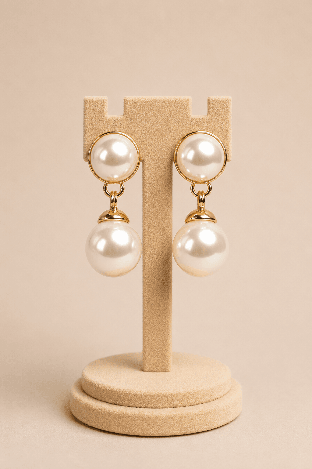 Double pearl drop earring