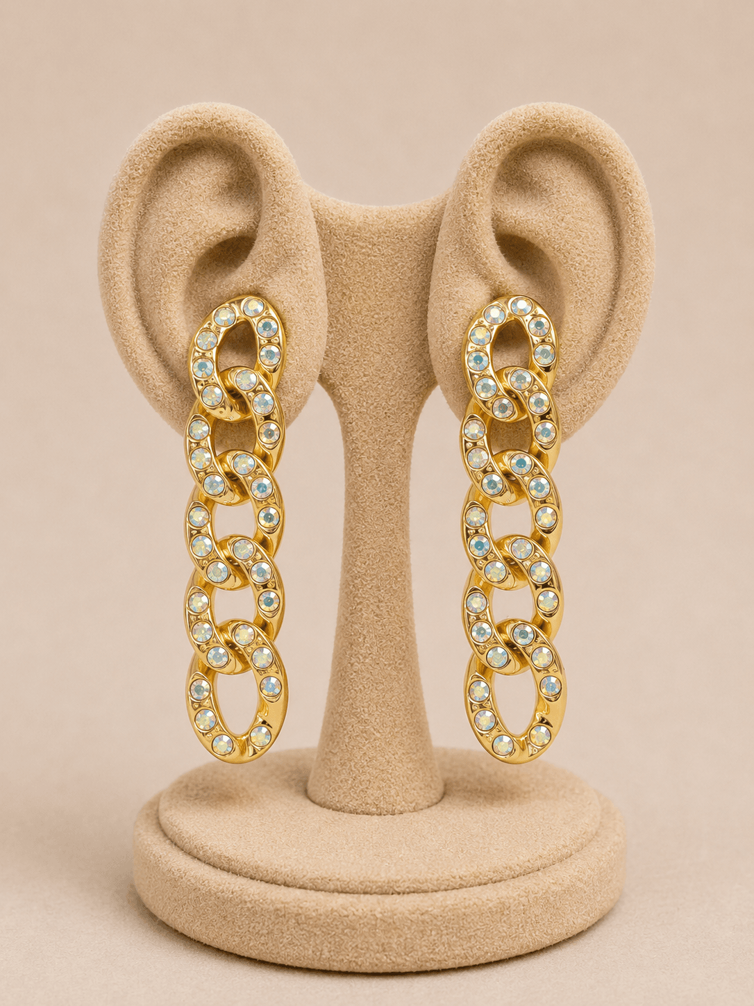 Crystal chain drop earring