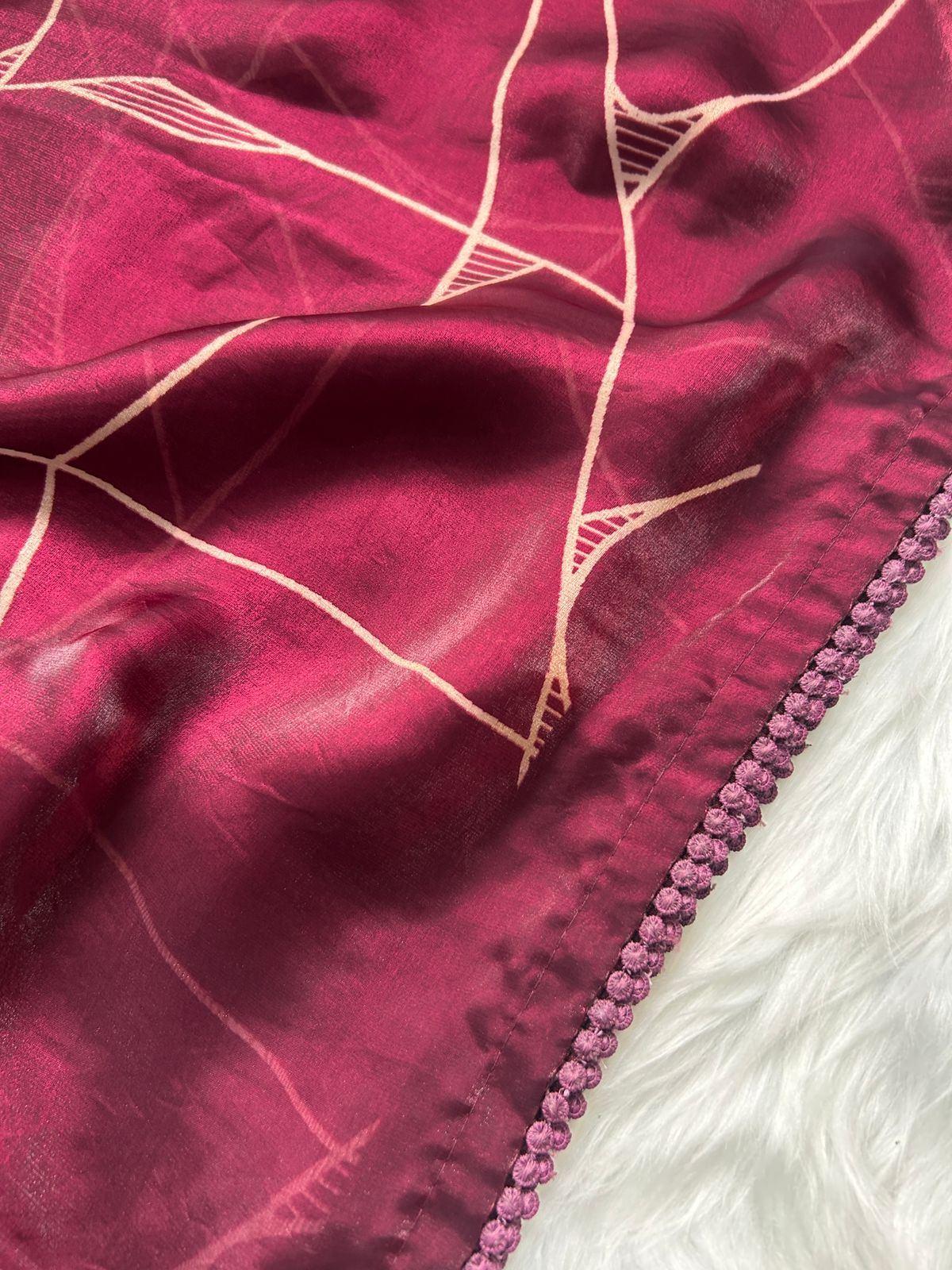 Wine Purple Abstract Daily Ease Saree with Blouse