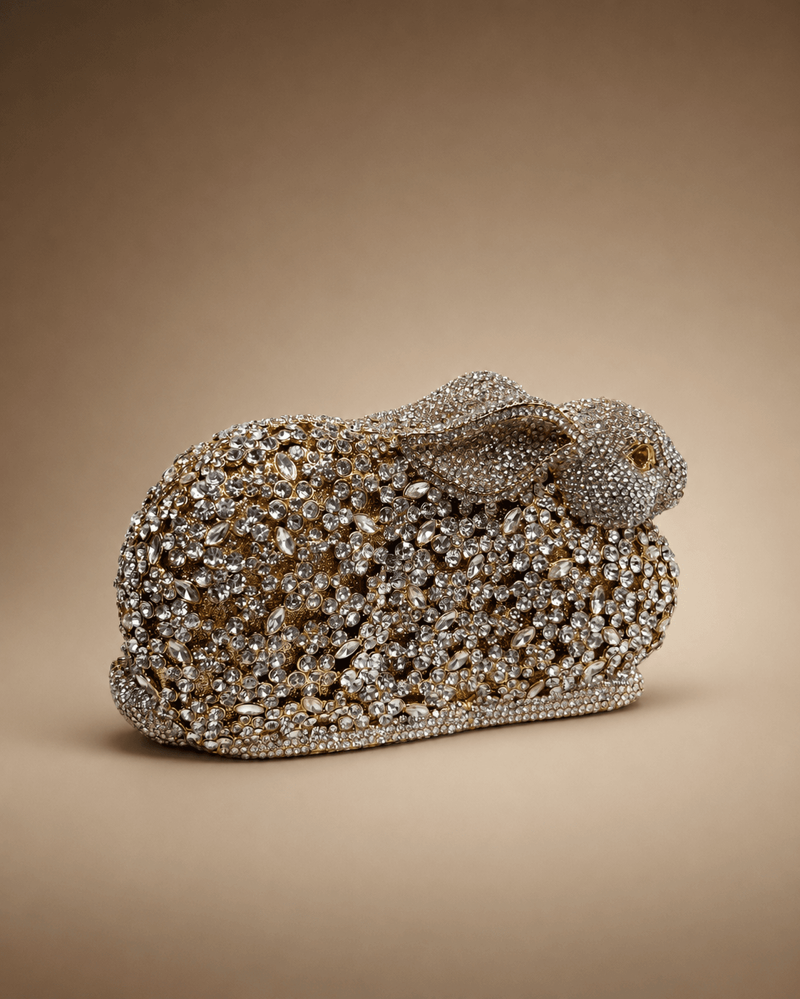 Silver Rabbit Crystal Evening Clutch