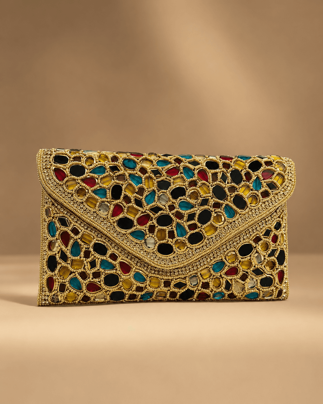 Gold Mosaic Embellished Clutch