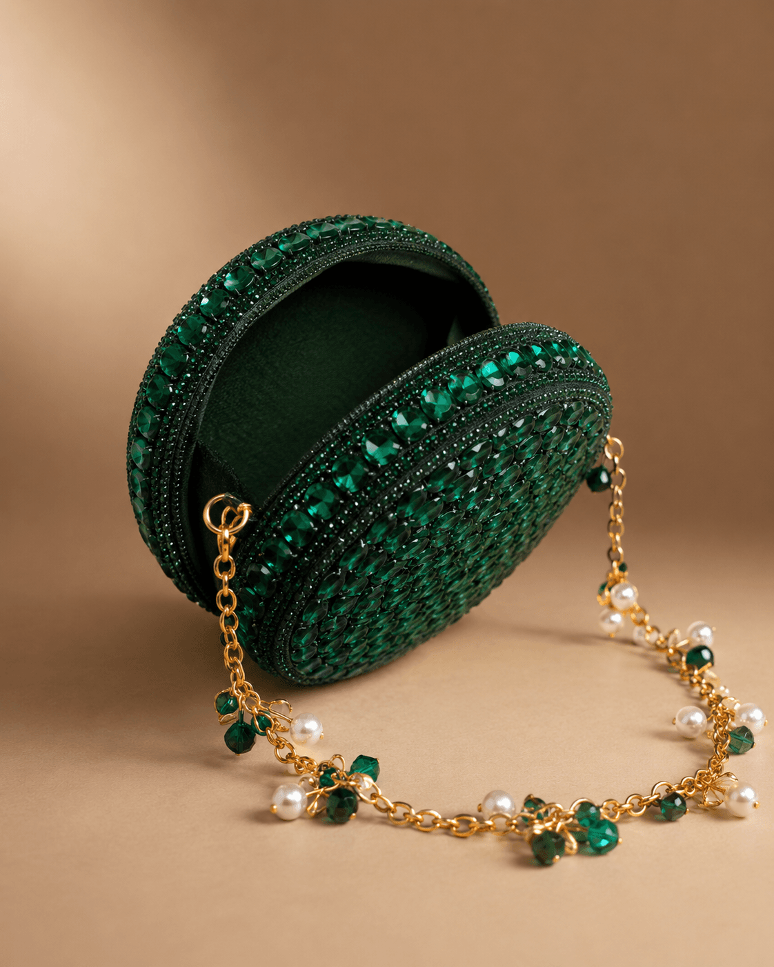 Green Round Embellished Sling Bag