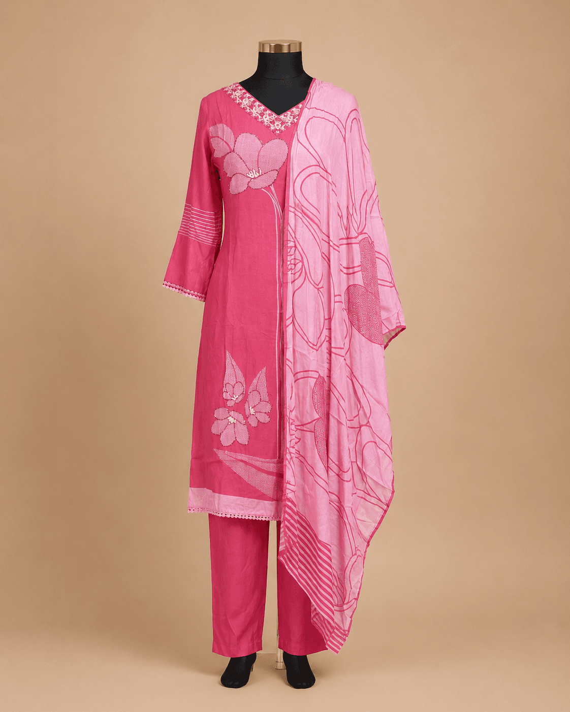 Pink Printed Kurti Set