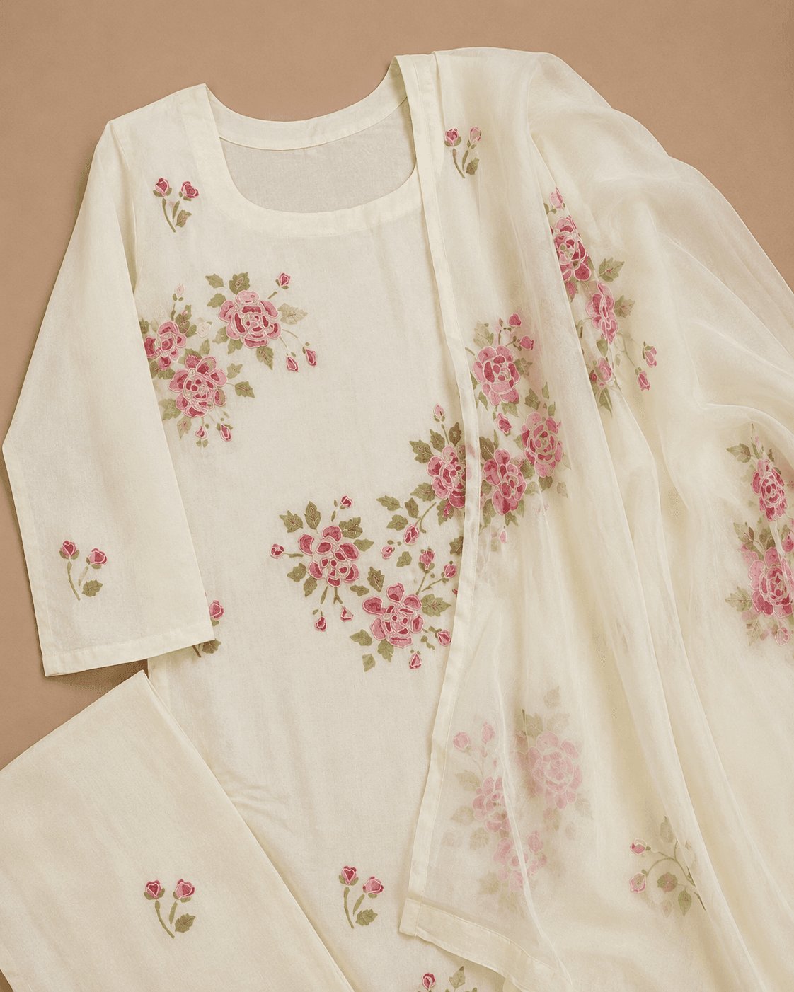 Ivory Floral Kurti Set