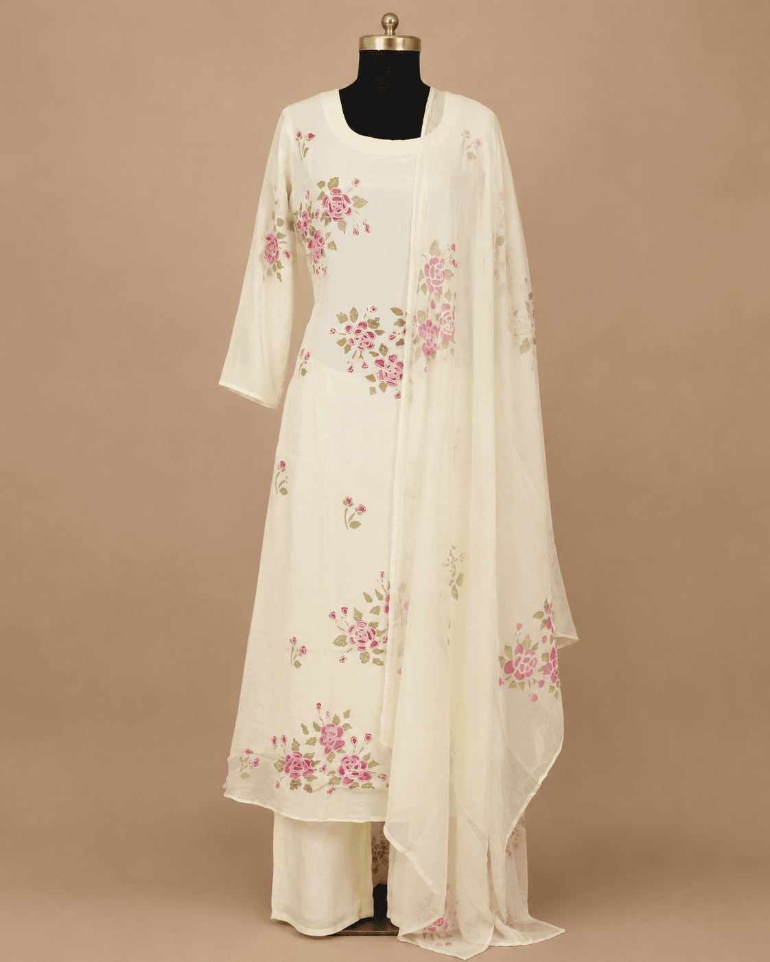 Ivory Floral Kurti Set