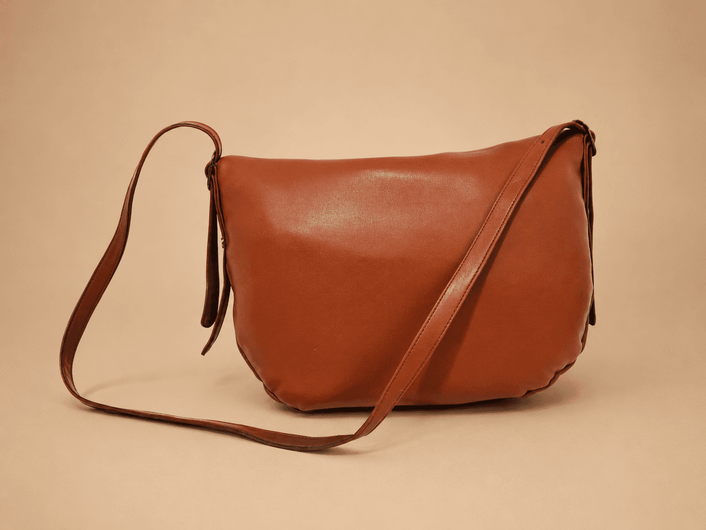 Tan Foldover Crossbody Bag