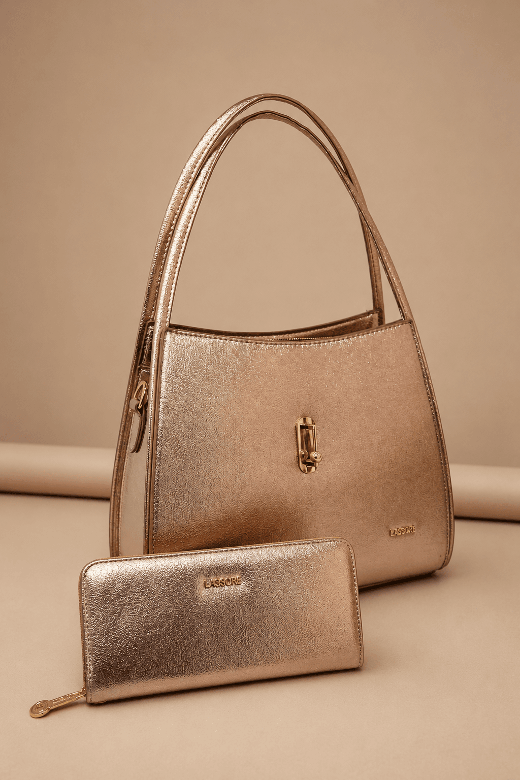 Rose Gold Tote and Wallet Set