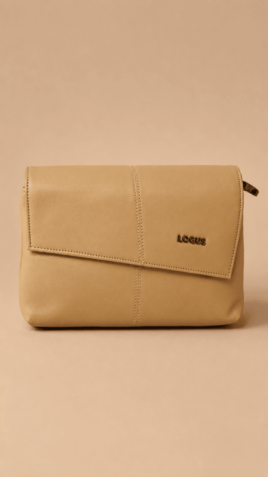 Beige Flap detachable handle Bag