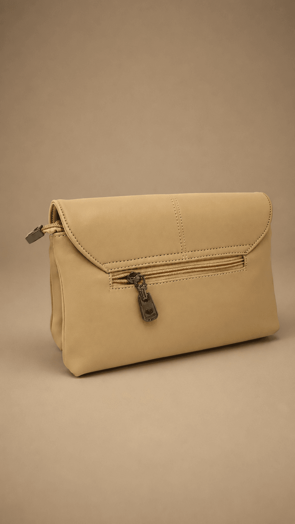 Beige Flap detachable handle Bag