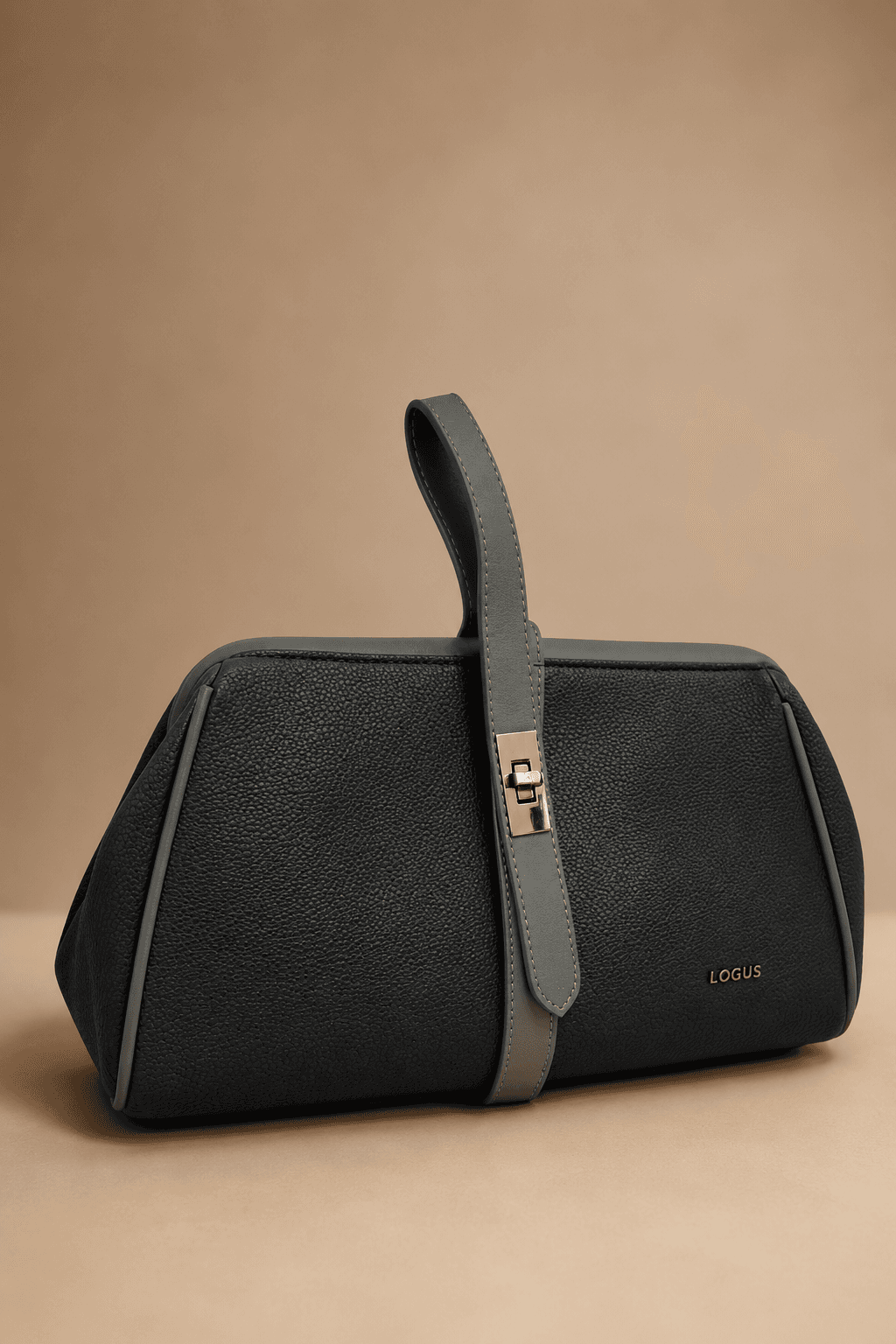 Black Structured Trapeze Satchel