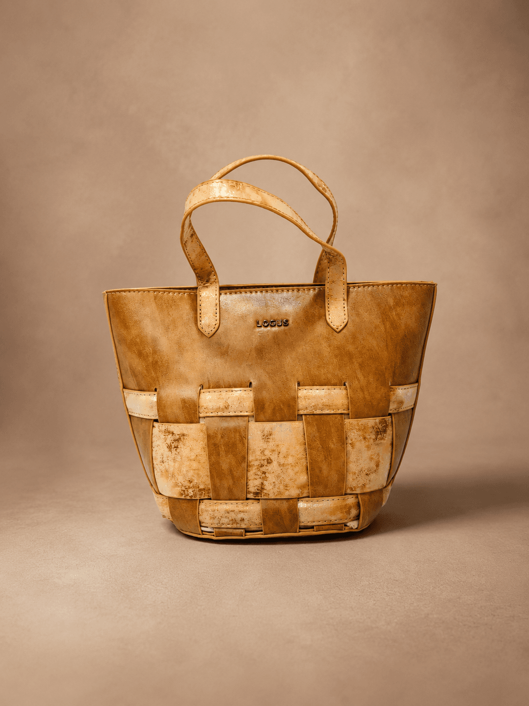 Tan Patchwork Shopper Tote