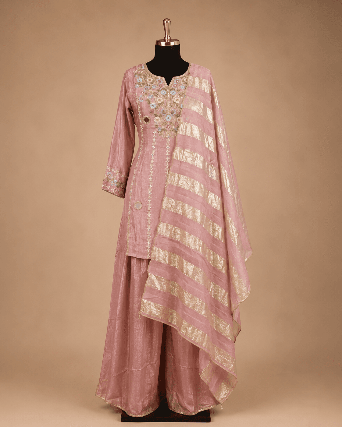 Blush Pink Gota Patti Kurta Palazzo Set