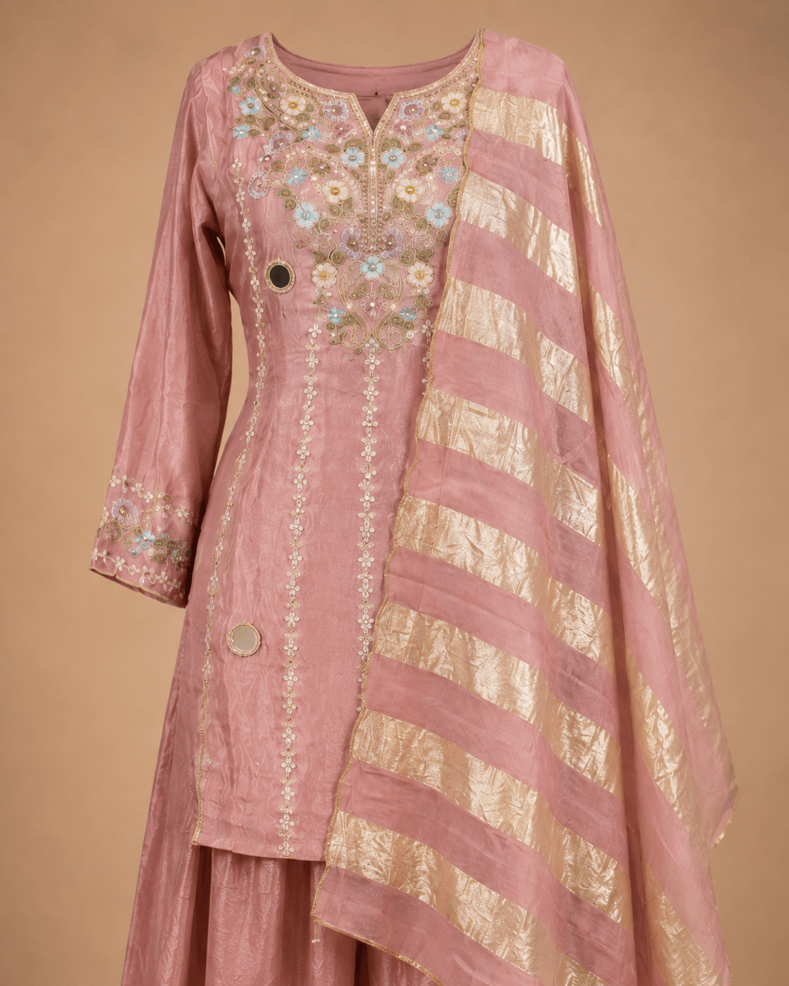 Blush Pink Gota Patti Kurta Palazzo Set