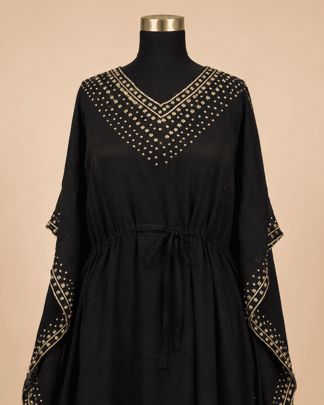 Black and Gold Embellished Kaftan Palazzo Set