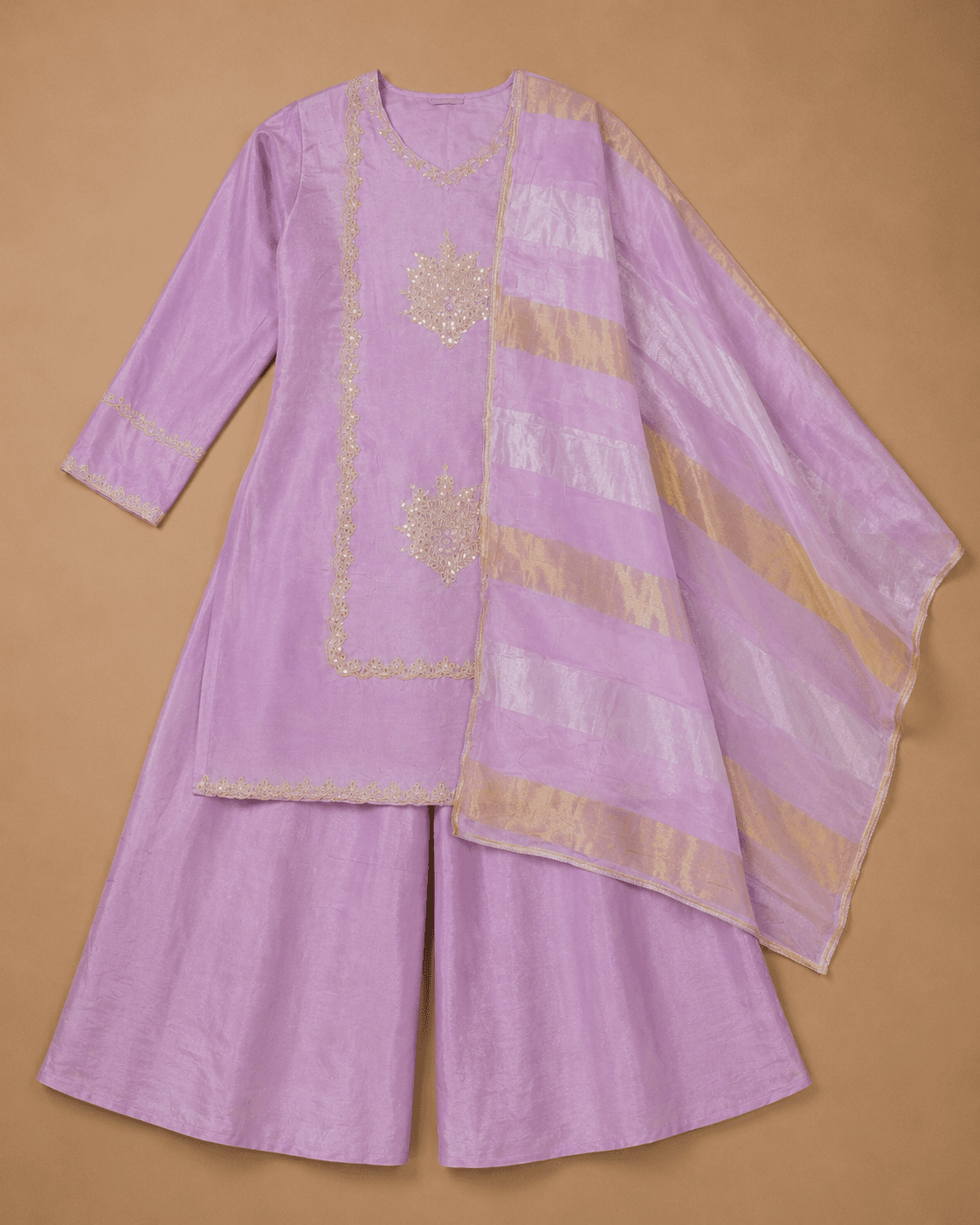 Lavender Zari Embroidered Palazzo Set