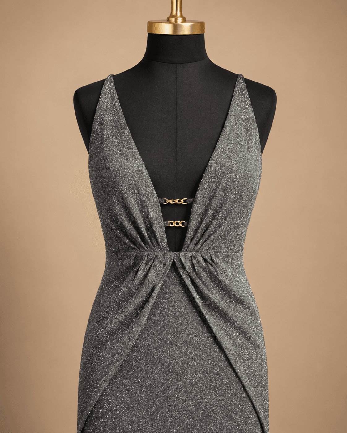 Silver Cut-Out Halter Bodycon Dress
