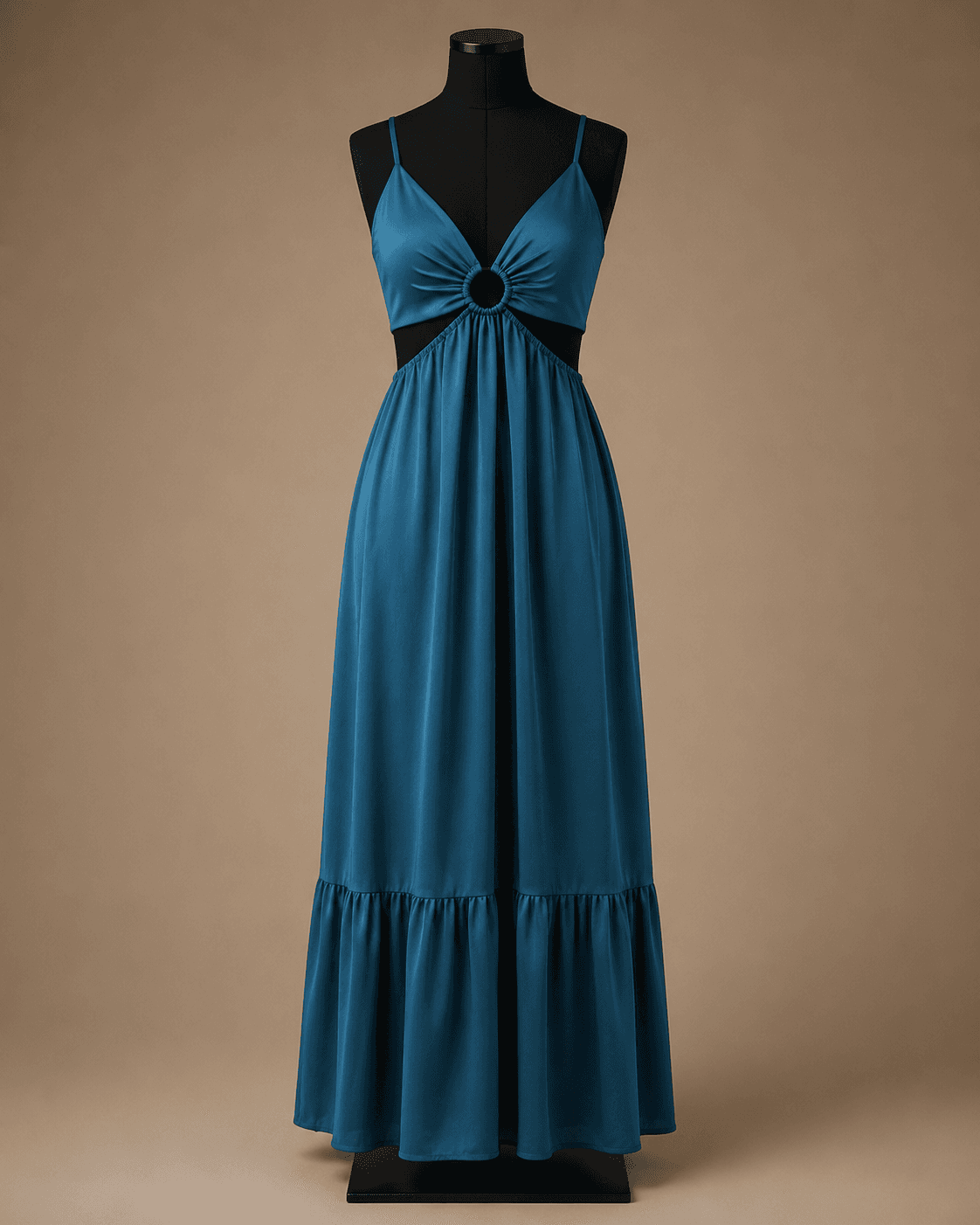 Teal Ring Cut-Out Maxi Dress