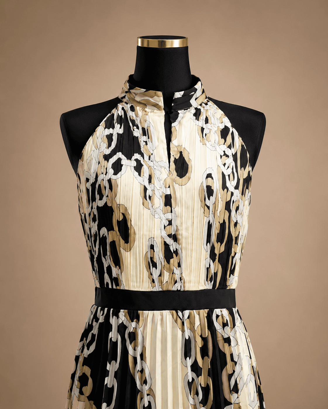 Black Ivory Abstract Halter Maxi Dress