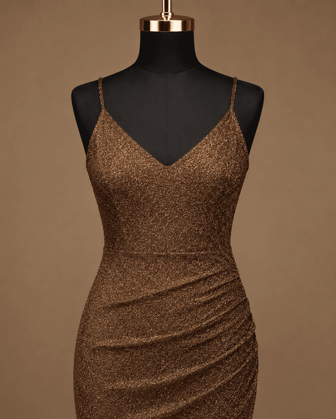 Bronze Sleeveless Wrap Bodycon Dress